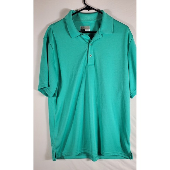PGA TOUR‎ Airflux Men's Golf Polo Shirt Teal Green Size Large Breathable - Picture 9 of 9